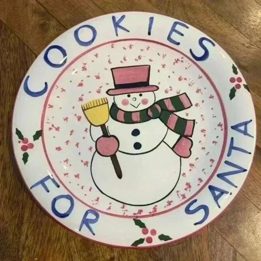 Cookies for Santa snowman plate 8in